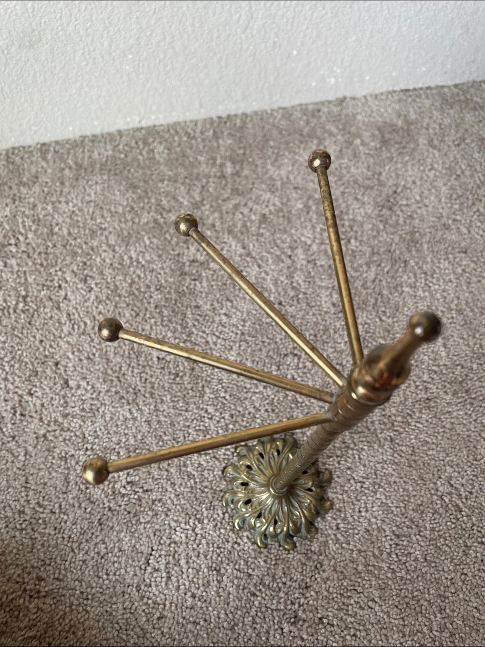 Vintage Brass Jewelry Stand with Swivel Arms Gold 13” 1970s Glo-Mar Art Work Inc